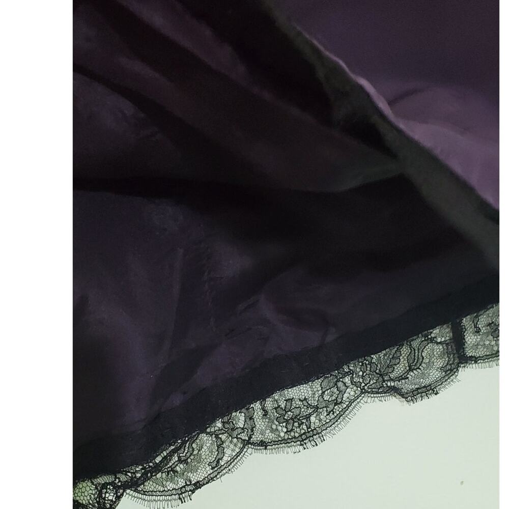 ❤️‍ VINTAGE Roland Nivelais 90s Designer Dark Purple Silk Lace-Trim Dress Size 8 - Picture 7 of 10
